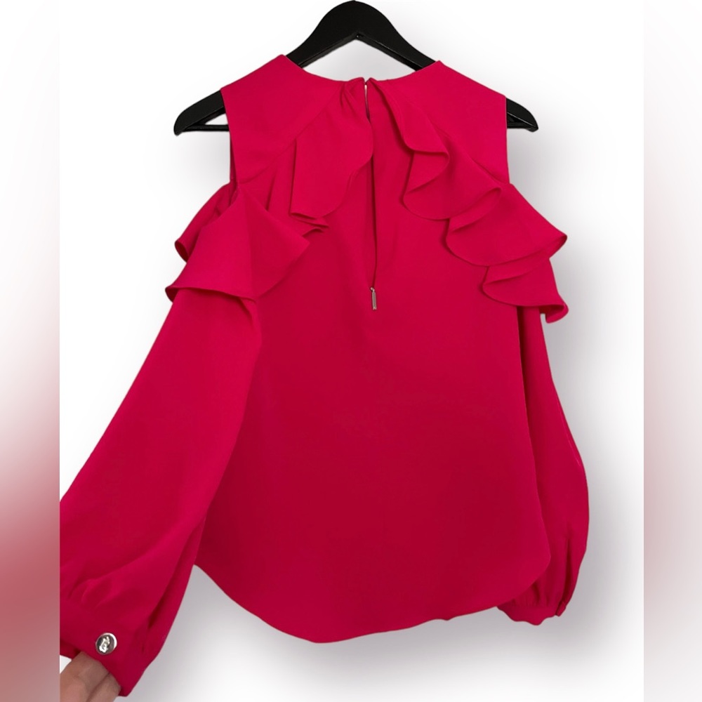 Lauren Ralph Lauren Ruffled Cold Shoulder Blouse - Picture 4 of 9